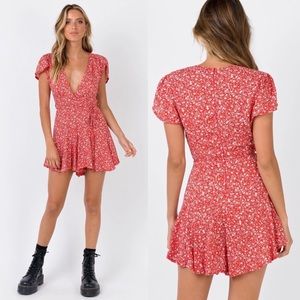Princess Polly Icona Playsuit Red Floral Romper